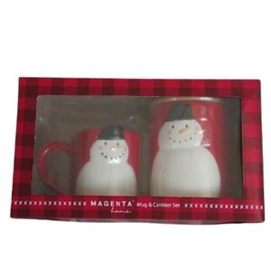 Rae Dunn Magenta Home Snowman Mug & Canister Set